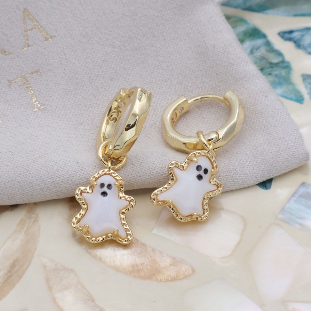 Kendra Scott Ghost Convertible Earrings Gold White Mother-of-Pearl - Picture 2 of 2